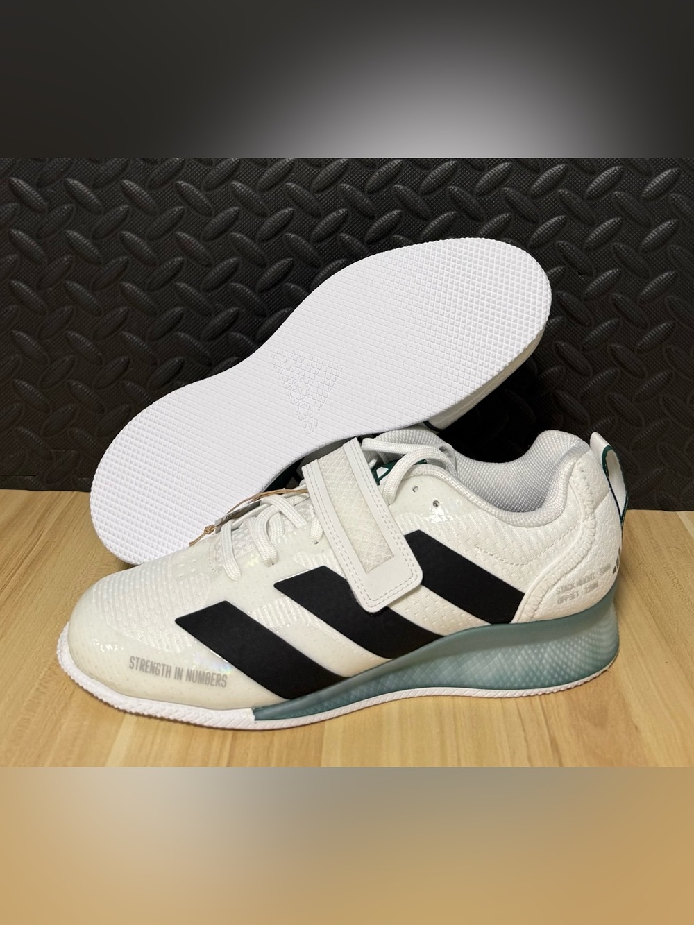 Adidas Adipower III Weightlifting Shoes White Collegiate Green IH8233 Men Sizes